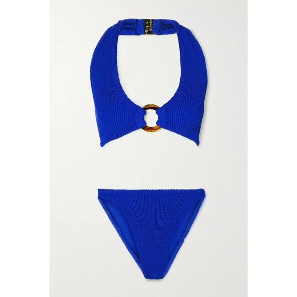 Hunza G Net Sustain Coco Seersucker Triangle Halterneck Bikini - One Size - Picture 1 of 4